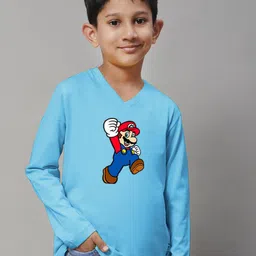 Friskers Boys Super Mario Printed V-Neck Cotton T-shirt-picture-21