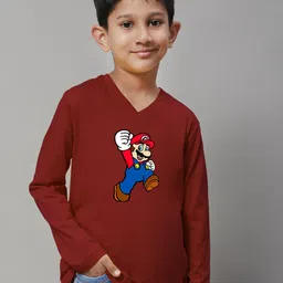 Friskers Boys Super Mario Printed V-Neck Cotton T-shirt-picture-36