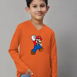 Friskers Boys Printed Long Sleeves V-Neck Regular Fit Cotton T-shirt-picture-17