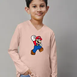 Friskers Boys Super Mario Printed V-Neck Cotton T-shirt-picture-35