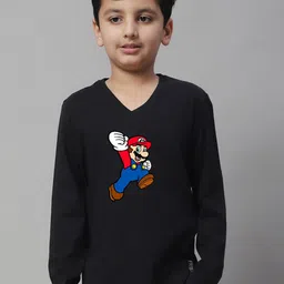 Friskers Boys Super Mario Printed V-Neck Cotton T-shirt-picture-36