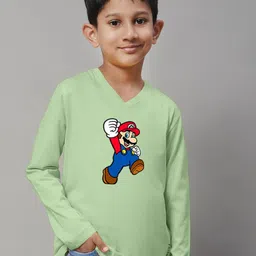 Friskers Boys Printed Long Sleeves V-Neck Regular Fit Cotton T-shirt-picture-47