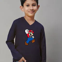 Friskers Boys Printed Long Sleeves V-Neck Regular Fit Cotton T-shirt-picture-16