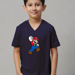 Friskers Boys Printed Short Sleeves V-Neck Regular Fit Cotton T-shirt-picture-11