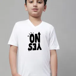 Friskers Boys White Typography Printed V-Neck Applique T-shirt-picture-16