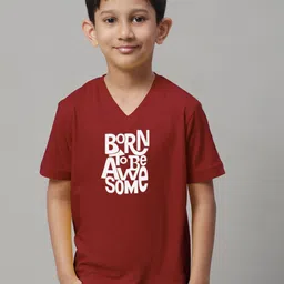Friskers Boys Typography Printed V-Neck Pure Cotton Bio-Wash T-shirt-picture-36
