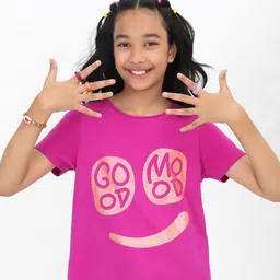 BONKIDS Girls Typography Printed Cotton T-shirt-image-72