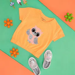 Pantaloons Junior Girls Graphic Printed Cotton Casual T-shirt-image-97