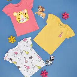 Pantaloons Baby Girls Pack Of 3 Printed Round Neck Cotton T-shirt-picture-19