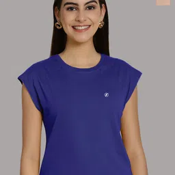 Friskers Women Blue 2 Extended Sleeves Applique T-shirt-image-71