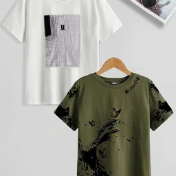 BAESD Boys Pack Of 2 Printed Pure Cotton T-shirts image 1