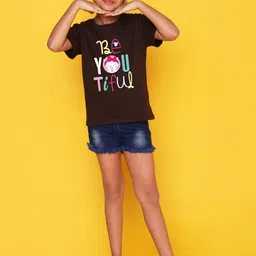 NUSYL Girls Typography Printed Round Neck Cotton T-shirt-picture-28