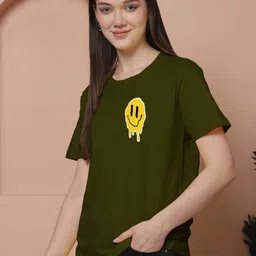 Friskers Women Printed Drop-Shoulder Sleeves Applique T-shirt-picture-12