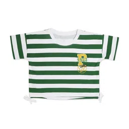 Pepe Jeans Girls Green & White Brand Logo Striped Applique T-shirt-picture-23