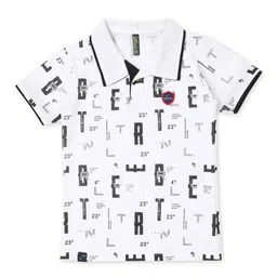 earth conscious Boys Typography Printed Polo Collar Cotton T-shirt-picture-18