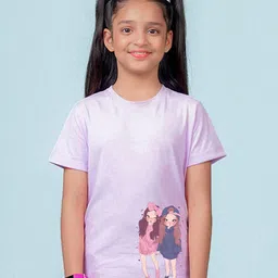 NUSYL Girls Graphic Printed Round Neck Casual T-shirt-picture-41