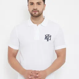 THE MILLION CLUB Men Solid White Polo Collar T-shirt-picture-13