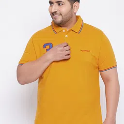bigbanana Plus Size Men Yellow Polo Collar T-shirt image 1