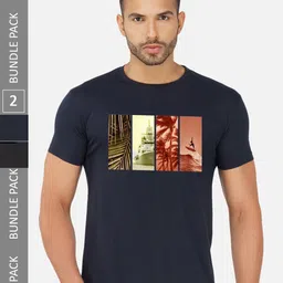 CHOZI Pack of 2 Graphic Printed Round Neck Regular Fit Cotton T-Shirt-picture-40
