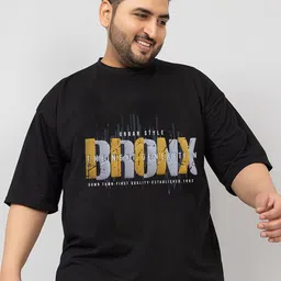 CHKOKKO Plus Typography Printed Drop-Shoulder Sleeves Oversized Cotton Casual T-shirt-picture-40
