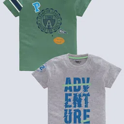 BAESD Boys Pack Of 2 Typography Printed Pure Cotton T-shirt-image-87