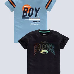 BAESD Boys Pack Of 2 Typography Printed Pure Cotton T-shirt-picture-32