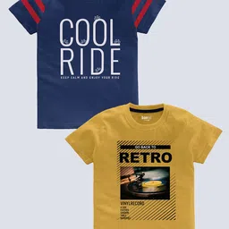BAESD Boys Pack Of 2 Typography Printed Pure Cotton T-shirt-picture-57