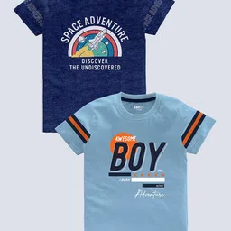BAESD Boys Pack Of 2 Typography Printed Pure Cotton T-shirt-picture-33