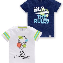 CODEZ Boys Pack Of 2 Typography Printed Round Neck Cotton T-shirt-picture-44
