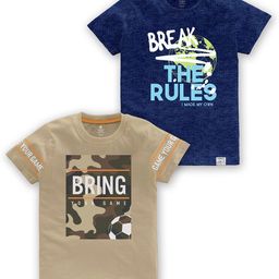 CODEZ Boys Pack Of 2 Typography Printed Round Neck Cotton T-shirt-picture-49
