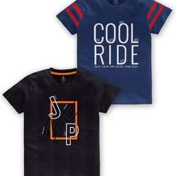 CODEZ Boys Pack Of 2 Typography Printed Cotton T-shirts-picture-2