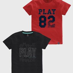 CODEZ Boys Pack Of 2 Typography Printed Round Neck Cotton T-shirts-picture-48