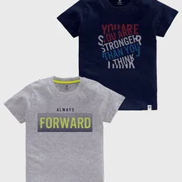 CODEZ Boys Pack Of 2 Typography Printed Round Neck Cotton T-shirts-picture-19