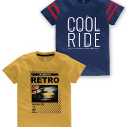 CODEZ Boys Pack Of 2 Typography Printed Round Neck Cotton T-shirt-picture-5