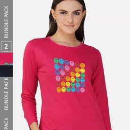 CHOZI Pack Of 2 Graphic Printed Round Neck Cotton T-shirt-picture-28