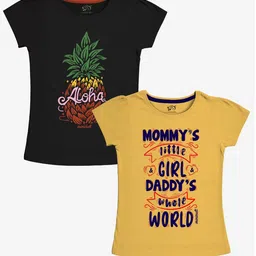 x2o Girls Pack of 2 Yellow Typography 2 Printed T-shirt-picture-10