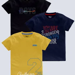BAESD Boys Pack Of 3 Typography Printed Cotton T-shirt-picture-18