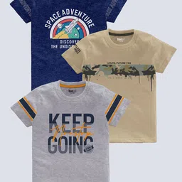 BAESD Boys Pack Of 3 Typography Printed Pure Cotton T-shirt-picture-32