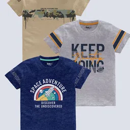 BAESD Boys Pack Of 3 Typography Printed Cotton T-shirt-picture-14