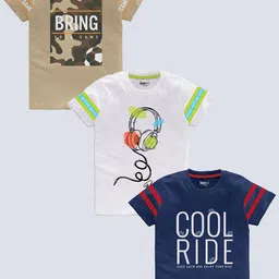 BAESD Boys pack Of 3 Typography Printed Cotton T-shirt-picture-32