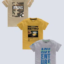 BAESD Boys Pack Of 3 Typography Printed Pure Cotton T-shirt-picture-48