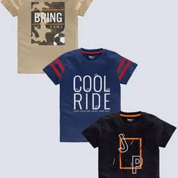 BAESD Boys pack Of 3 Typography Printed Cotton T-shirt-picture-53