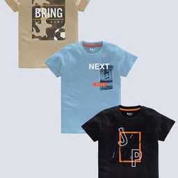 BAESD Boys Pack Of 3 Typography Printed Pure Cotton T-shirt-picture-21