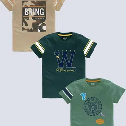BAESD Boys Pack Of 3 Typography Printed Cotton T-shirt-picture-27
