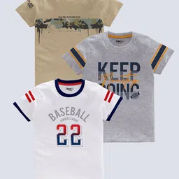 BAESD Boys Pack Of 3 Typography Printed Pure Cotton T-shirt-picture-53