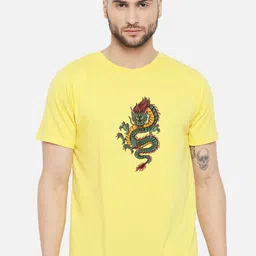 FFLIRTYGO Men Yellow Printed Applique T-shirt-picture-24