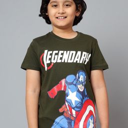 Cantabil Boys Captain America Graphic Printed Round Neck T-shirt-picture-30