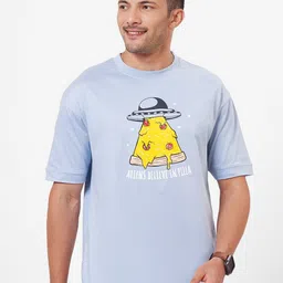 ZU Graphic Printed Round Neck Half Sleeve Cotton Oversized T-shirt image 1