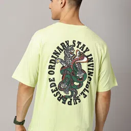 THE HOLLANDER Graphic Printed Drop-Shoulder Sleeves Pure Cotton OversizedT-shirt-picture-24