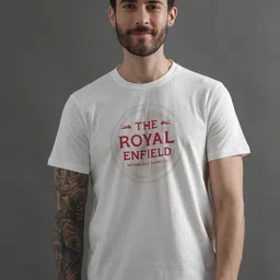 Royal Enfield Typography Printed Round Neck Short Sleeves Regular Fit Cotton T-shirt-image-98